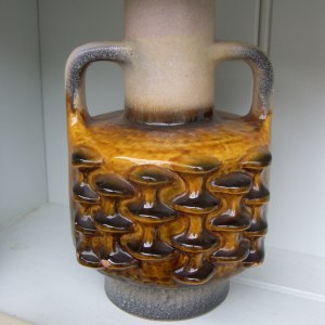 West German Pottery Twin Handled Vase 